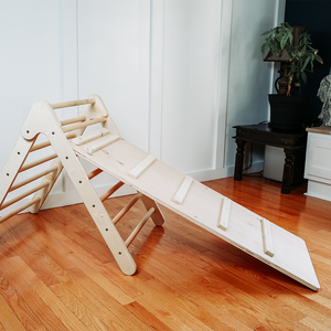 Open image in slideshow, Folding Climbing Triangle &amp; Reversible Ramp with Wooden Rungs
